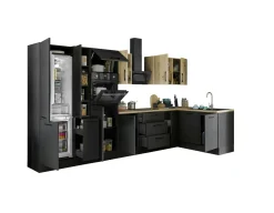 Küchenblock mit E-Geräten CORNWALL (Ecke-Backofen-Geschirrspüler-Kühlschrank-Apotheker) IV