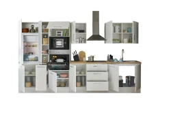 Küchenblock mit E-Geräten CORNWALL (Zeile-Backofen-Kühlschrank-Mikrowelle-Apotheker) I