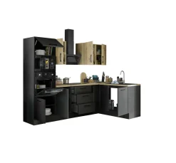 Küchenblock mit E-Geräten CORNWALL (Ecke-Backofen-Mikrowelle) IV