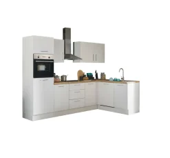 Küchenblock mit E-Geräten CORNWALL (Ecke-Backofen-Geschirrspüler-Kühlschrank) I