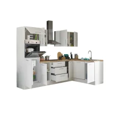 Küchenblock mit E-Geräten CORNWALL (Ecke-Backofen-Geschirrspüler-Kühlschrank) I