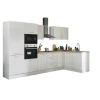 Küchenblock mit E-Geräten CORNWALL (Ecke-Backofen-Kühlschrank-Mikrowelle) I