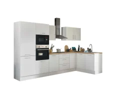 Küchenblock mit E-Geräten CORNWALL (Ecke-Backofen-Kühlschrank-Mikrowelle) I