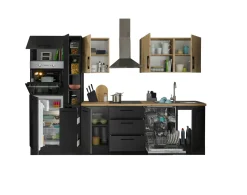 Küchenblock mit E-Geräten CORNWALL (Zeile-Backofen-Geschirrspüler-Kühlschrank-Apotheker) V