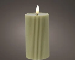 LED Echtwachskerze Rillenoptik STRIPE